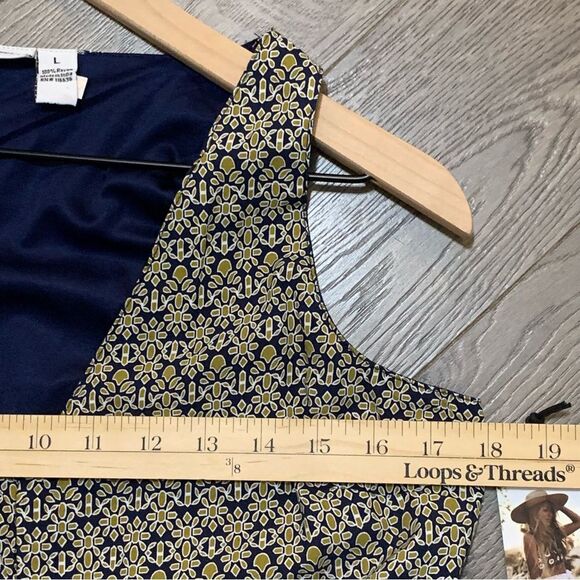 SINCERELY JULES Dress Women’s L Green Yellow V-Neck Sleeveless Gathered … - Picture 12 of 14